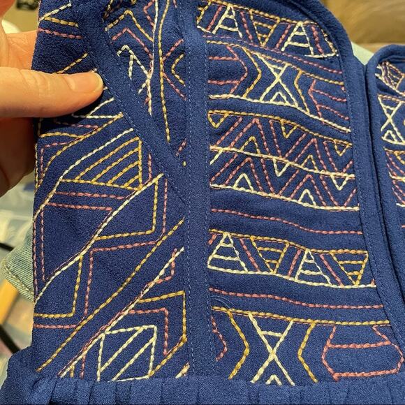 Anthropologie Vintage Y2K Staring at Stars Blue Strapless Smocked Mini Dress S - Picture 4 of 8